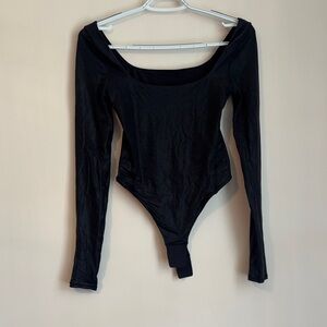 LululemonWundermost Ultra-Soft Nulu Square-Neck Long-Sleeve Bodysuit black shine